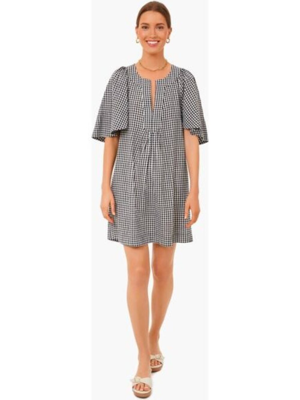 Tuckernuck Pomander Place Black Gingham Finley Flutter Sleeve Dress Size XS
